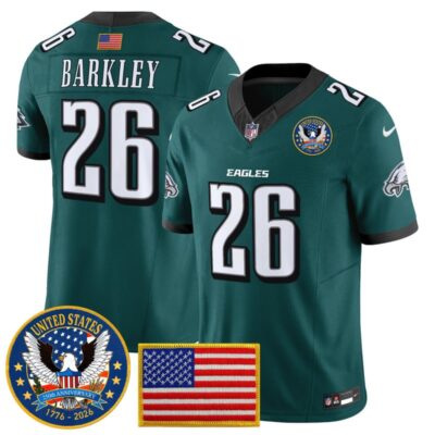 Philadelphia Eagles "United States 250th Anniversary Patch" Vapor Limited Jersey - Midnight Green / Saquon Barkley