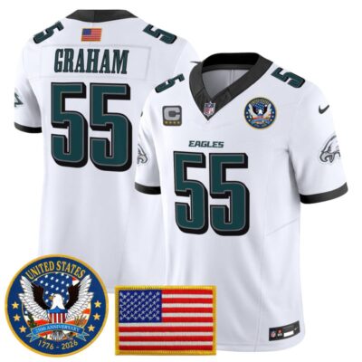 Philadelphia Eagles "United States 250th Anniversary Patch" Vapor Limited Jersey - White / Brandon Graham
