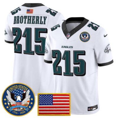 Philadelphia Eagles "United States 250th Anniversary Patch" Vapor Limited Jersey - White / Brotherly 215