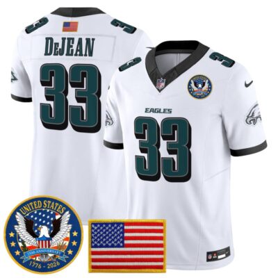 Philadelphia Eagles "United States 250th Anniversary Patch" Vapor Limited Jersey - White / Cooper DeJean