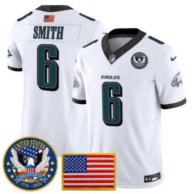 Philadelphia Eagles "United States 250th Anniversary Patch" Vapor Limited Jersey - White / DeVonta Smith