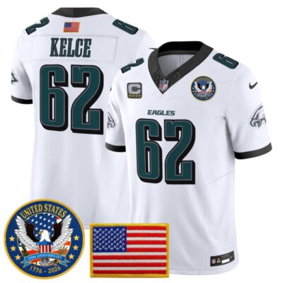Philadelphia Eagles "United States 250th Anniversary Patch" Vapor Limited Jersey - White / Jason Kelce