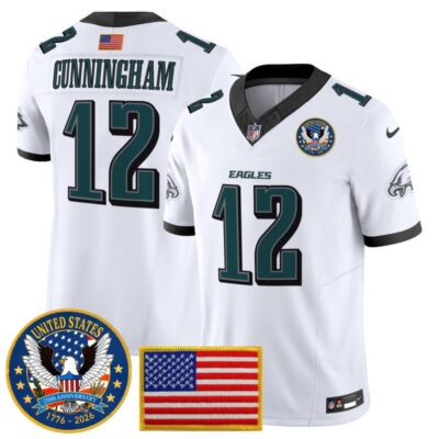 Philadelphia Eagles "United States 250th Anniversary Patch" Vapor Limited Jersey - White / Randall Cunningham