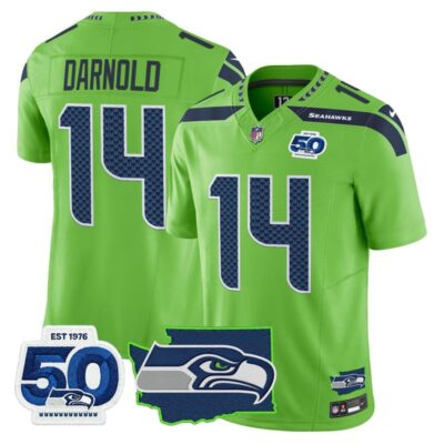 Seattle Seahawks 50th Anniversary Patch Vapor Limited Stitched Jersey - Green / Sam Darnold