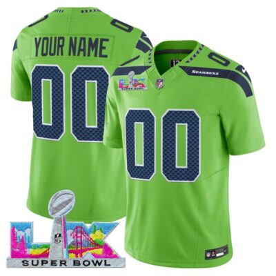Seattle Seahawks Super Bowl LX Vapor Limited Custom Stitched Jersey - Green