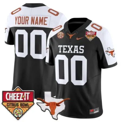 Texas Longhorns 2025 Cheez-It Citrus Bowl Patch Vapor Limited Custom Stitched Jersey - Black Alternate