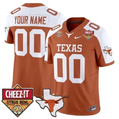 Texas Longhorns 2025 Cheez-It Citrus Bowl Patch Vapor Limited Custom Stitched Jersey - Orange Alternate