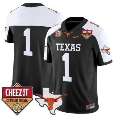 Texas Longhorns 2025 Cheez-It Citrus Bowl Patch Vapor Limited Stitched Jersey - Black Alternate / #1 Team