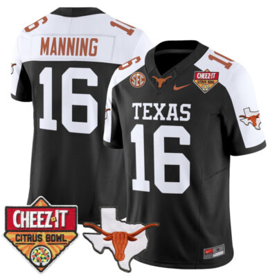 Texas Longhorns 2025 Cheez-It Citrus Bowl Patch Vapor Limited Stitched Jersey - Black Alternate / Arch Manning