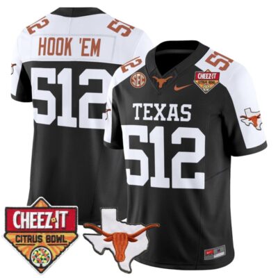 Texas Longhorns 2025 Cheez-It Citrus Bowl Patch Vapor Limited Stitched Jersey - Black Alternate / Hook 'Em 512