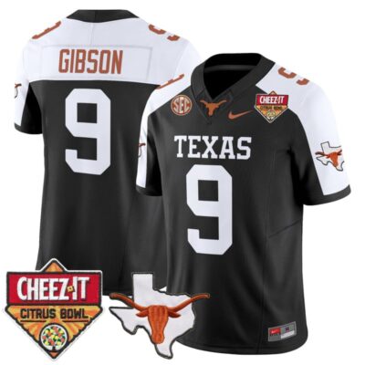 Texas Longhorns 2025 Cheez-It Citrus Bowl Patch Vapor Limited Stitched Jersey - Black Alternate / Jerrick Gibson