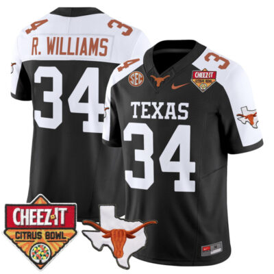 Texas Longhorns 2025 Cheez-It Citrus Bowl Patch Vapor Limited Stitched Jersey - Black Alternate / Ricky Williams