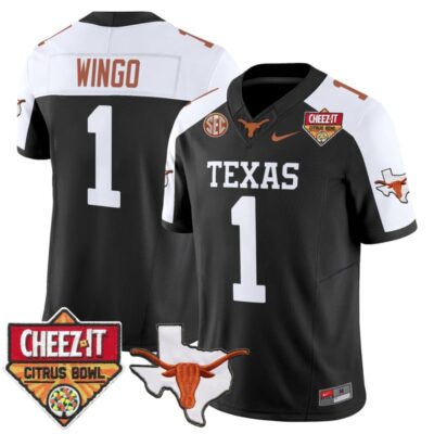 Texas Longhorns 2025 Cheez-It Citrus Bowl Patch Vapor Limited Stitched Jersey - Black Alternate / Ryan Wingo