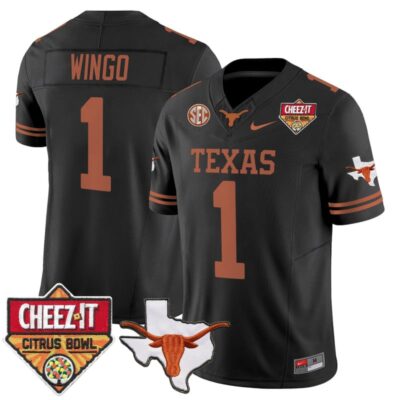 Texas Longhorns 2025 Cheez-It Citrus Bowl Patch Vapor Limited Stitched Jersey - Black / Ryan Wingo