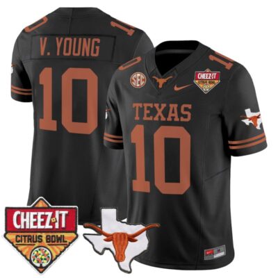 Texas Longhorns 2025 Cheez-It Citrus Bowl Patch Vapor Limited Stitched Jersey - Black / Vince Young