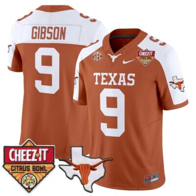 Texas Longhorns 2025 Cheez-It Citrus Bowl Patch Vapor Limited Stitched Jersey - Orange Alternate / Jerrick Gibson