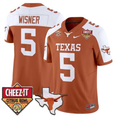 Texas Longhorns 2025 Cheez-It Citrus Bowl Patch Vapor Limited Stitched Jersey - Orange Alternate / Quintrevion Wisner