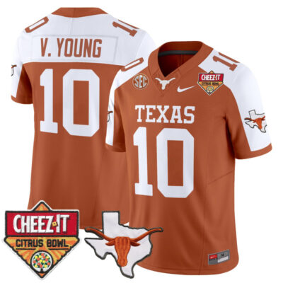Texas Longhorns 2025 Cheez-It Citrus Bowl Patch Vapor Limited Stitched Jersey - Orange Alternate / Vince Young