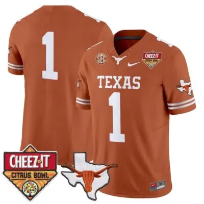 Texas Longhorns 2025 Cheez-It Citrus Bowl Patch Vapor Limited Stitched Jersey - Texas Orange / #1 Team