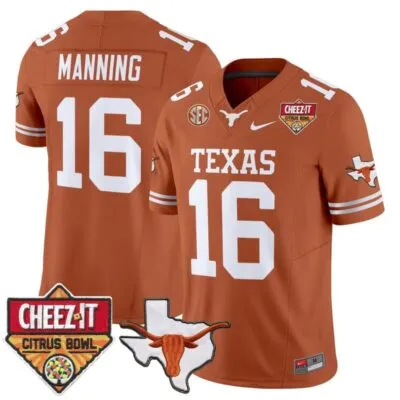 Texas Longhorns 2025 Cheez-It Citrus Bowl Patch Vapor Limited Stitched Jersey - Texas Orange / Arch Manning