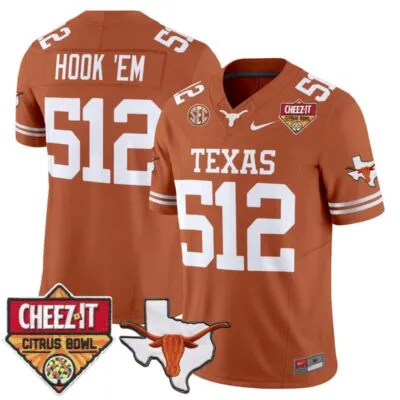 Texas Longhorns 2025 Cheez-It Citrus Bowl Patch Vapor Limited Stitched Jersey - Texas Orange / Hook 'Em 512