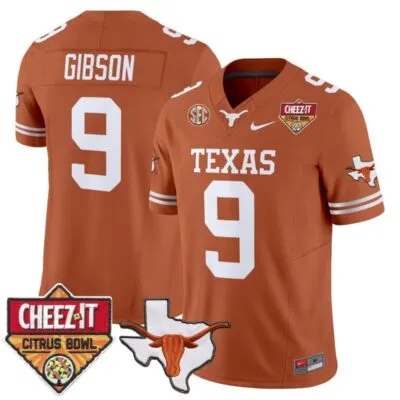 Texas Longhorns 2025 Cheez-It Citrus Bowl Patch Vapor Limited Stitched Jersey - Texas Orange / Jerrick Gibson