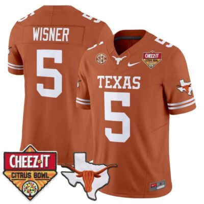 Texas Longhorns 2025 Cheez-It Citrus Bowl Patch Vapor Limited Stitched Jersey - Texas Orange / Quintrevion Wisner