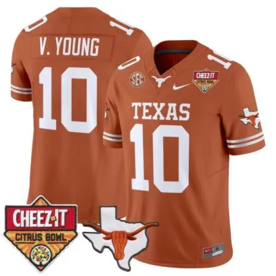Texas Longhorns 2025 Cheez-It Citrus Bowl Patch Vapor Limited Stitched Jersey - Texas Orange / Vince Young