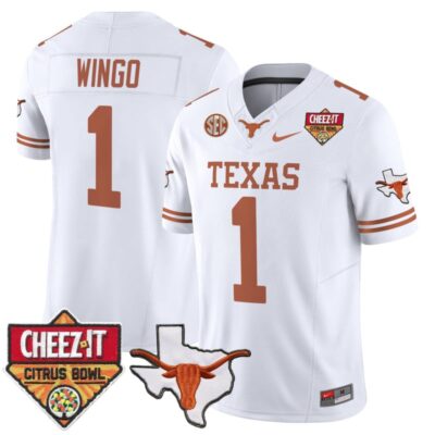 Texas Longhorns 2025 Cheez-It Citrus Bowl Patch Vapor Limited Stitched Jersey - White / Ryan Wingo