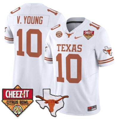 Texas Longhorns 2025 Cheez-It Citrus Bowl Patch Vapor Limited Stitched Jersey - White / Vince Young
