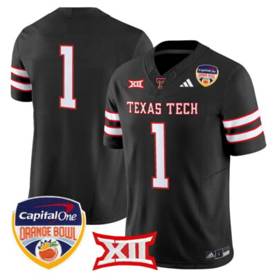 Texas Tech Red Raiders 2025 Orange Bowl Vapor Limited Stitched Jersey V2 - Black / #1 Team