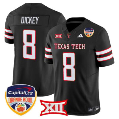 Texas Tech Red Raiders 2025 Orange Bowl Vapor Limited Stitched Jersey V2 - Black / Cameron Dickey