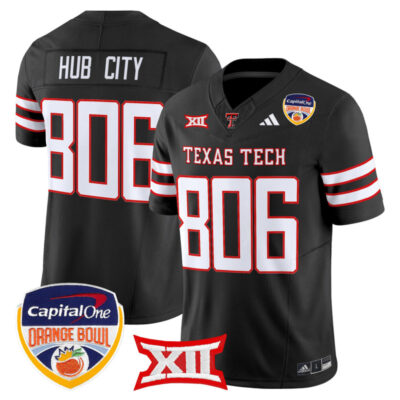 Texas Tech Red Raiders 2025 Orange Bowl Vapor Limited Stitched Jersey V2 - Black / Hub City 806