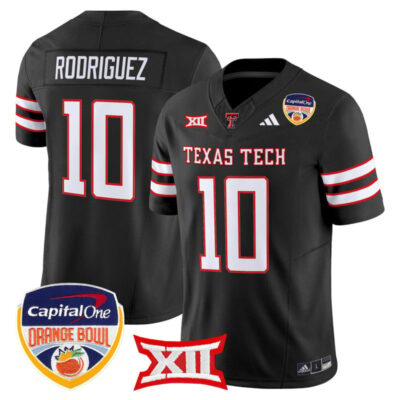 Texas Tech Red Raiders 2025 Orange Bowl Vapor Limited Stitched Jersey V2 - Black / Jacob Rodriguez
