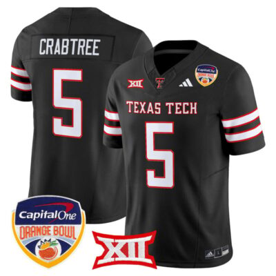 Texas Tech Red Raiders 2025 Orange Bowl Vapor Limited Stitched Jersey V2 - Black / Michael Crabtree