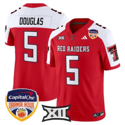 Texas Tech Red Raiders 2025 Orange Bowl Vapor Limited Stitched Jersey V2 - Red Alternate / Caleb Douglas