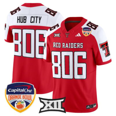Texas Tech Red Raiders 2025 Orange Bowl Vapor Limited Stitched Jersey V2 - Red Alternate / Hub City 806