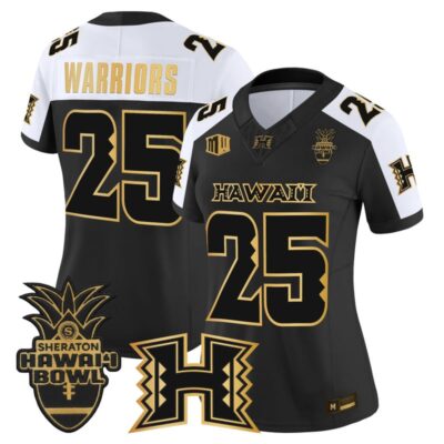 Women's Hawai'i Rainbow Warriors 2025 Hawai'i Bowl Gold Vapor Limited Stitched Jersey - Alternate / #25 Warriors