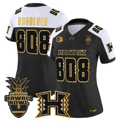 Women's Hawai'i Rainbow Warriors 2025 Hawai'i Bowl Gold Vapor Limited Stitched Jersey - Alternate / Honolulu 808