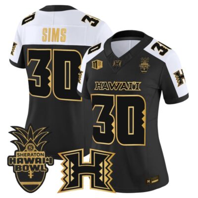 Women's Hawai'i Rainbow Warriors 2025 Hawai'i Bowl Gold Vapor Limited Stitched Jersey - Alternate / Landon Sims