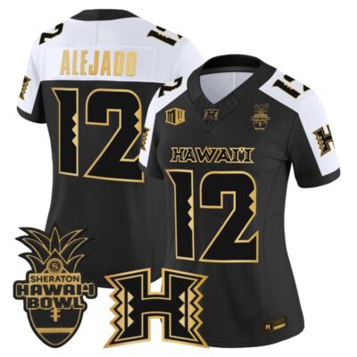 Women's Hawai'i Rainbow Warriors 2025 Hawai'i Bowl Gold Vapor Limited Stitched Jersey - Alternate / Micah Alejado