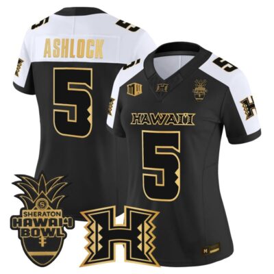 Women's Hawai'i Rainbow Warriors 2025 Hawai'i Bowl Gold Vapor Limited Stitched Jersey - Alternate / Pofele Ashlock