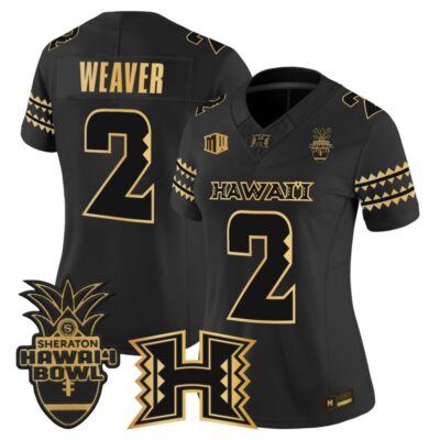 Women's Hawai'i Rainbow Warriors 2025 Hawai'i Bowl Gold Vapor Limited Stitched Jersey - Black Gold / Luke Weaver
