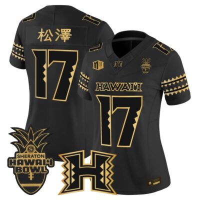 Women's Hawai'i Rainbow Warriors 2025 Hawai'i Bowl Gold Vapor Limited Stitched Jersey - Black Gold / Tokyo Toe