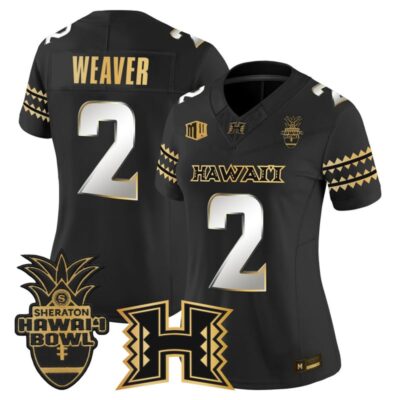 Women's Hawai'i Rainbow Warriors 2025 Hawai'i Bowl Gold Vapor Limited Stitched Jersey - Black Limited / Luke Weaver