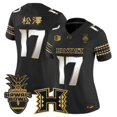 Women's Hawai'i Rainbow Warriors 2025 Hawai'i Bowl Gold Vapor Limited Stitched Jersey - Black Limited / Tokyo Toe