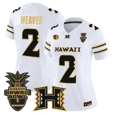 Women's Hawai'i Rainbow Warriors 2025 Hawai'i Bowl Gold Vapor Limited Stitched Jersey - White Gold / Luke Weaver