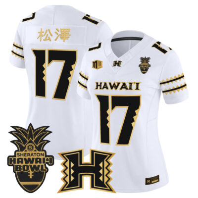 Women's Hawai'i Rainbow Warriors 2025 Hawai'i Bowl Gold Vapor Limited Stitched Jersey - White Gold / Tokyo Toe