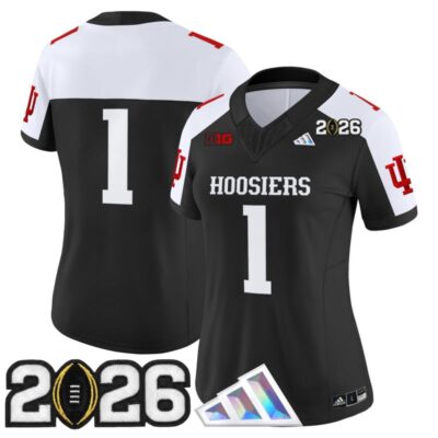 Women's Indiana Hoosiers 2026 CFP Final Patch Vapor Limited Jersey V4 - Black Alternate / #1 Team