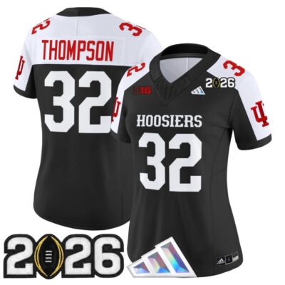 Women's Indiana Hoosiers 2026 CFP Final Patch Vapor Limited Jersey V4 - Black Alternate / Anthony Thompson